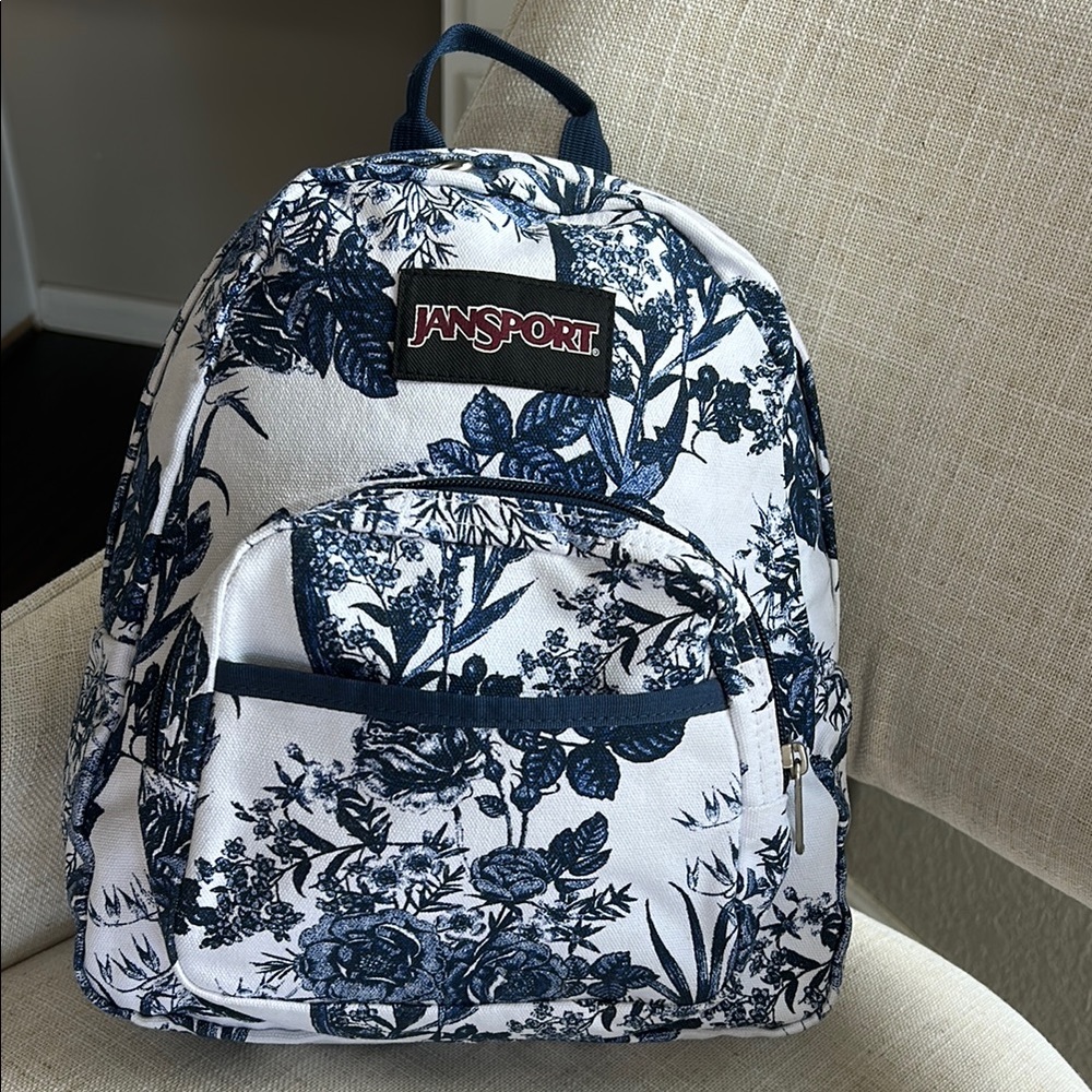 Jansport Navy and White Floral Backpack
